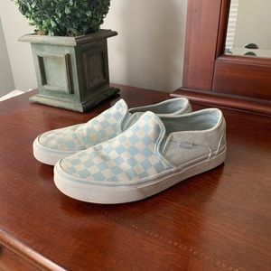 Light blue checkered Vans. Womens size 7. Worn a handful of times.